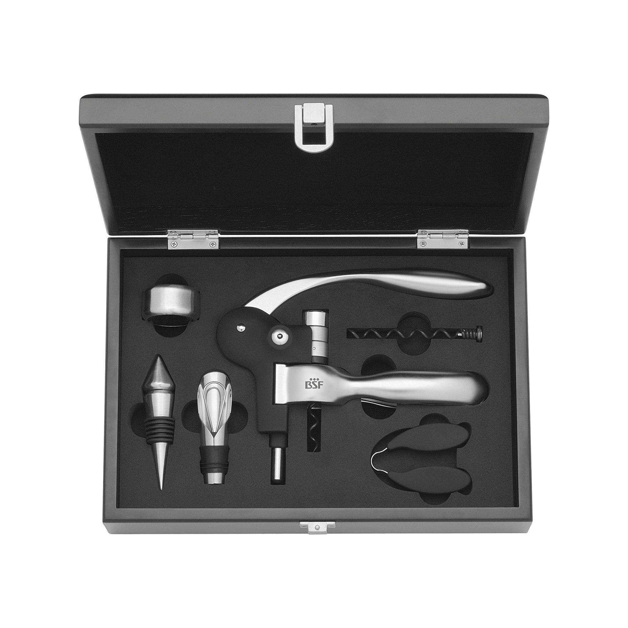 Caixa de Madeira Lacada para 2 Garrafas com Acessórios Premium para Vinho