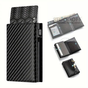 Carteira Porta Cartões Pop Up com Porta Moedas, Notas e Proteção RFID Stock OFF