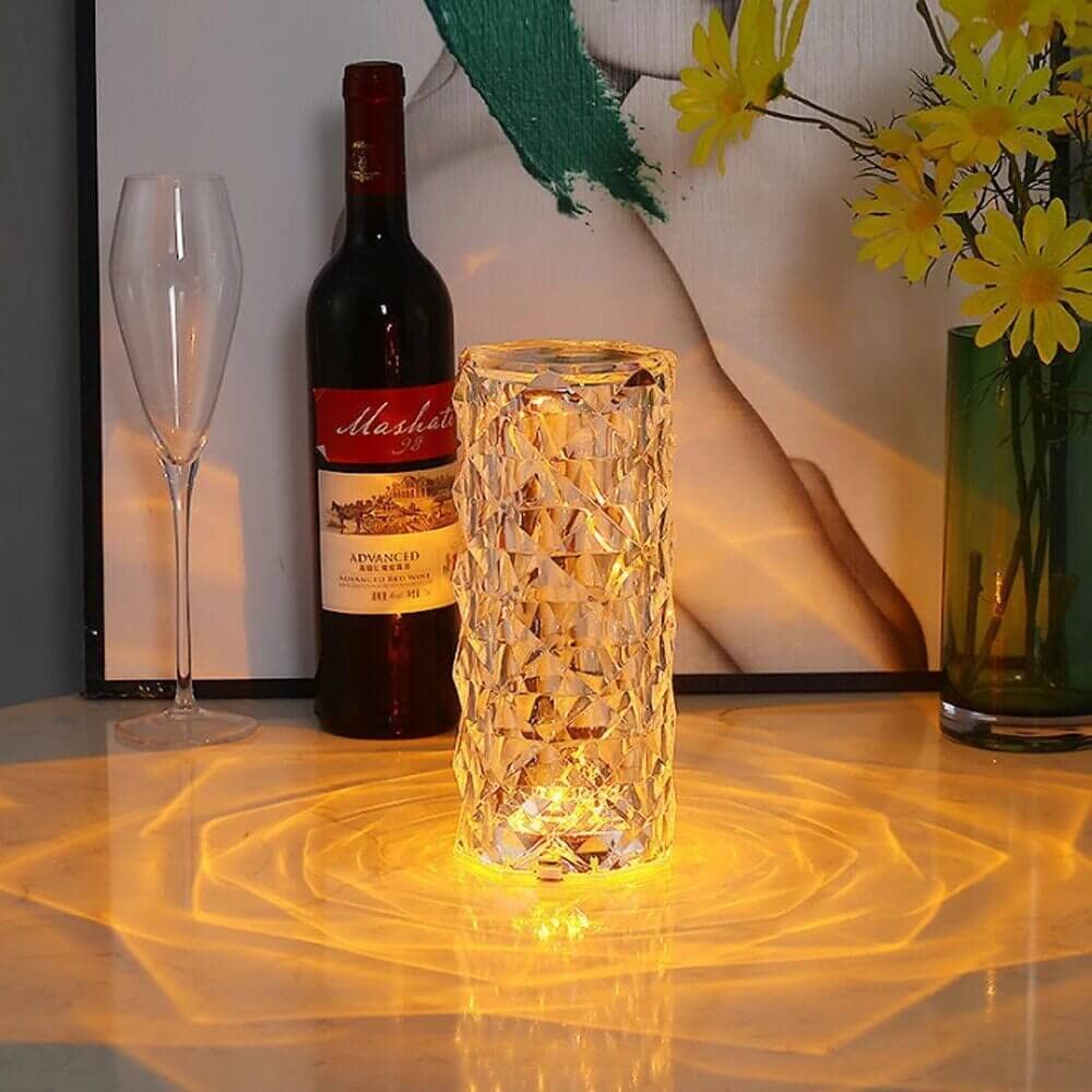 ✨ Candeeiro de Mesa de Cristal – Iluminação Romântica e Elegante