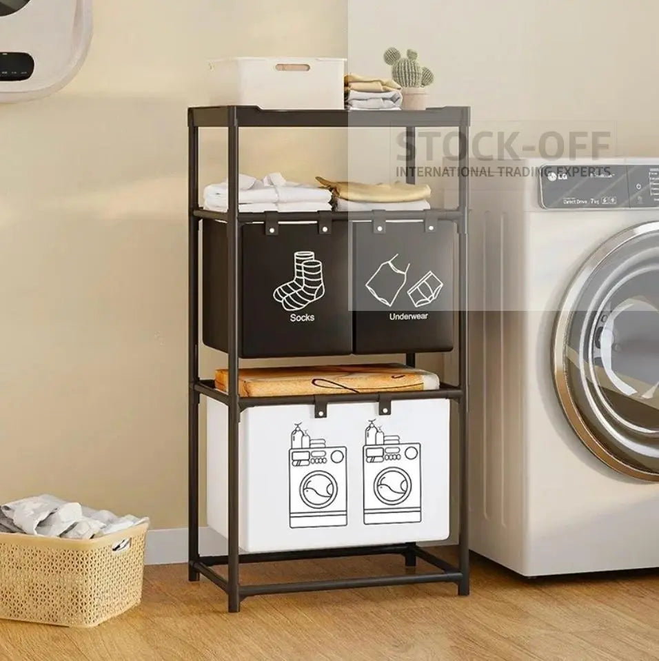 Suporte Organizador para Lavandaria com Cesto Removível Stock
