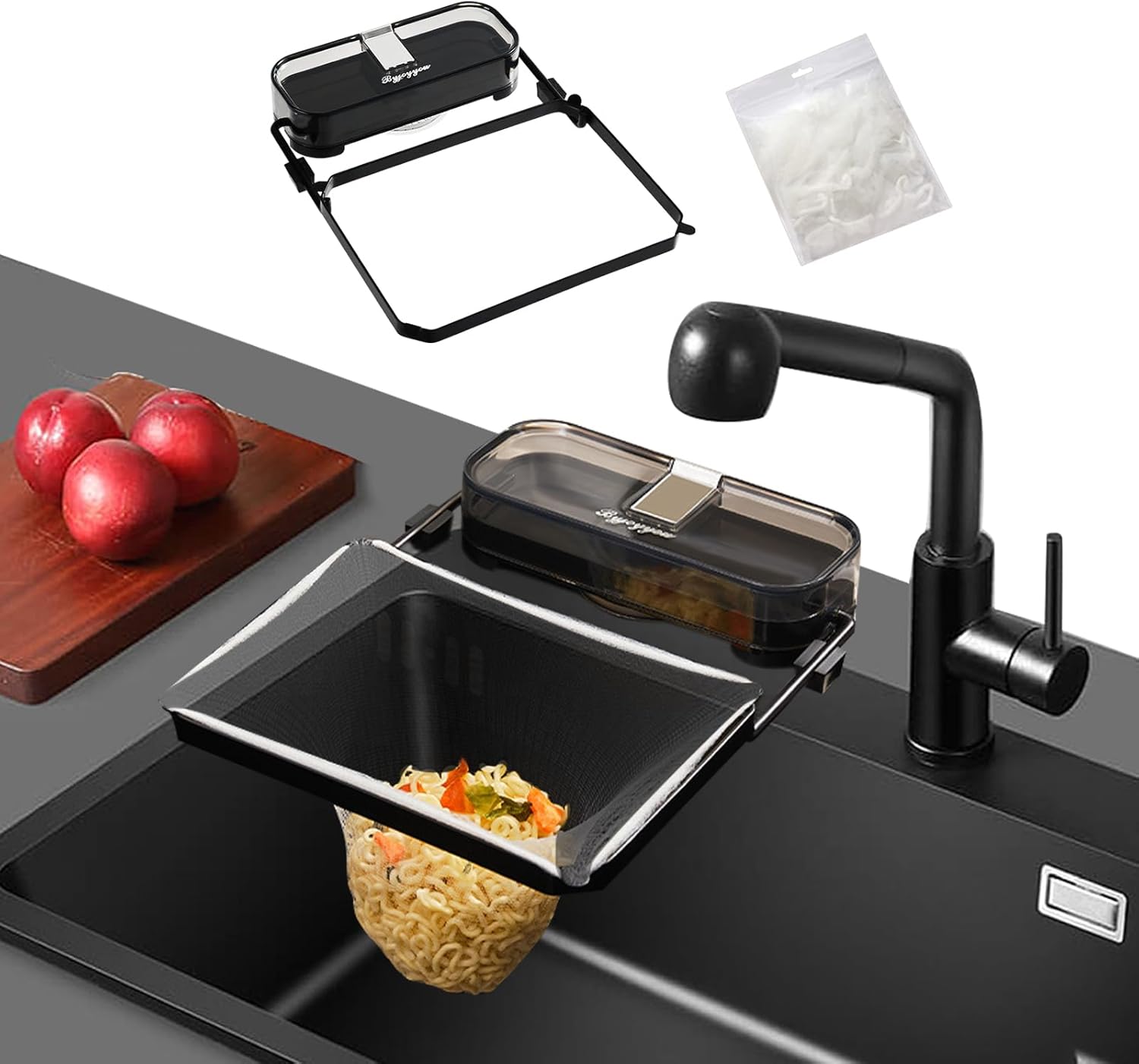 🔥 SUPER DEAL — Suporte de Lixo de Bancada de Cozinha + 50 Filtros | Prático & Higiénico 🗑️