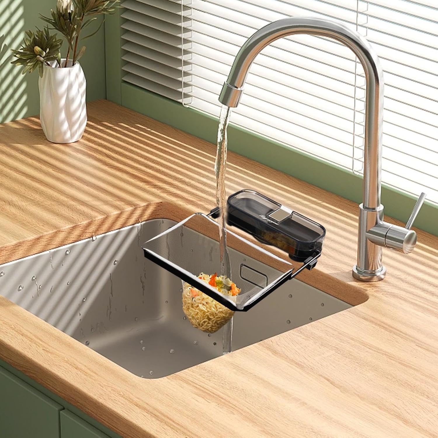 🔥 SUPER DEAL — Suporte de Lixo de Bancada de Cozinha + 50 Filtros | Prático & Higiénico 🗑️