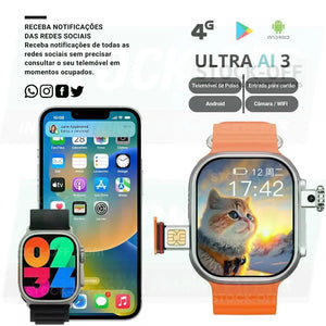 Smartwatch Android 4G Ultra 3 Microwear Original 4GB 32GB/ 128 GB Amoled Stock OFF