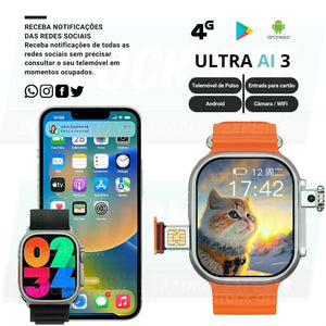 Smartwatch Android 4G Ultra 3 Microwear Original 4GB 32GB/ 128 GB Amoled Stock OFF