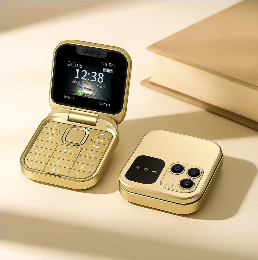 📱 Mini Telemóvel Flip i16 Pro – Discreto, Versátil e Estiloso Protech