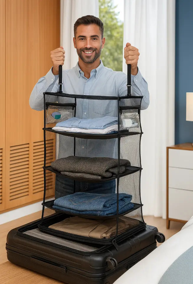 🧳 Estante Dobrável Organizadora Portátil (4 Prateleiras) – Organização e Praticidade Stock OFF