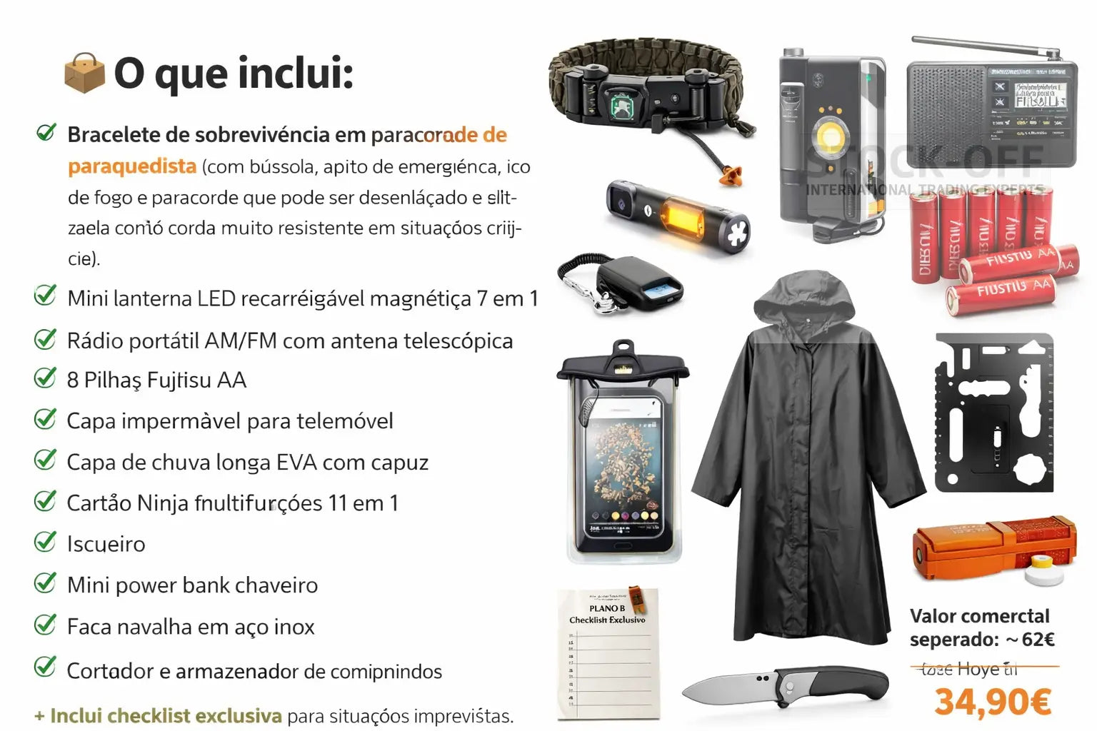 KIT PLANO B – Evacuação 17 em 1 Stock