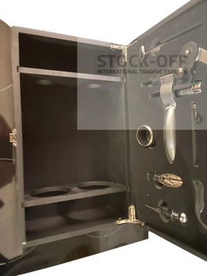 Caixa de Madeira Lacada para 2 Garrafas com Acessórios Premium para Vinho Stock