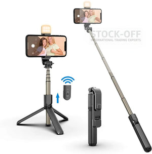 🔥 SUPER DEALS -SnapLight Pro L03 | Selfie Stick & Tripé 2-em-1 com Luz LED e Comando Bluetooth | Testado Porto™ | -70% 🇵🇹 Stock
