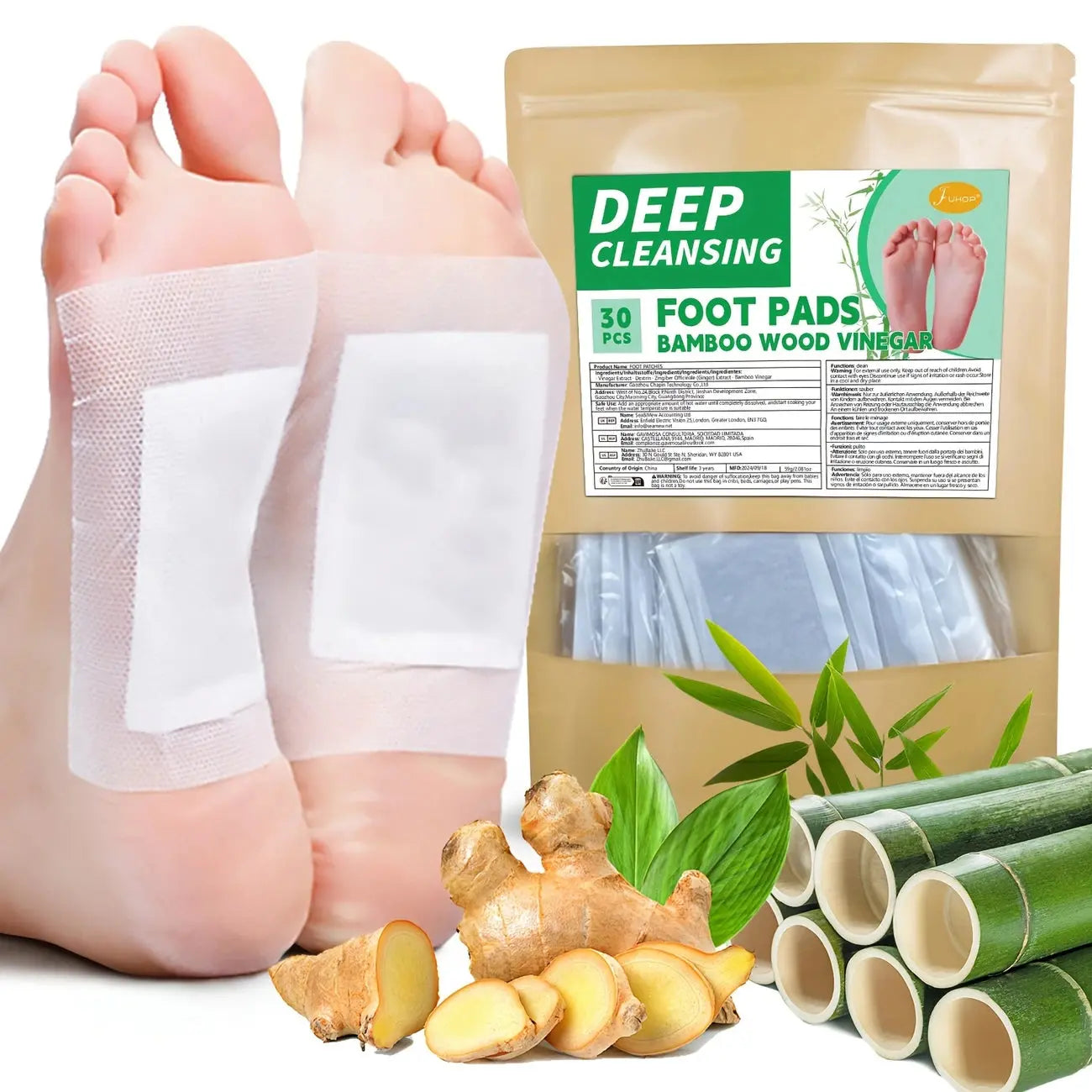 Foot Patchs Adesivos Desintoxicantes para Pés Bamboo - 10 Unidades Stock OFF