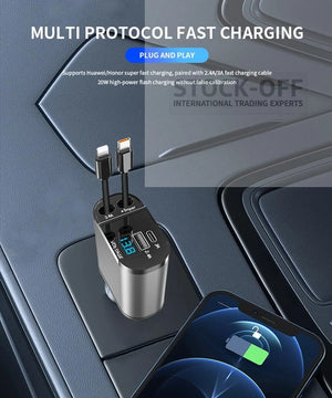 🔥 SUPER DEALS - Carregador Retrátil 2 em 1 para Isqueiro do Carro | Testado Porto™ | -70% 🇵🇹 Stock OFF