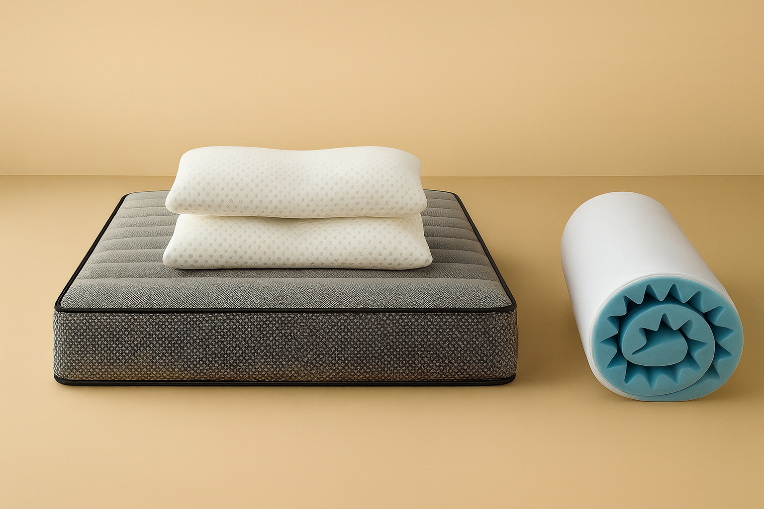 🛏️ PACK STAYPRO™ PREMIUM – Colchão + Topper Perfilado + 2 Almofadas Cervicais