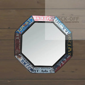 Espelho Octogonal Vintage "License Plates" Stock OFF