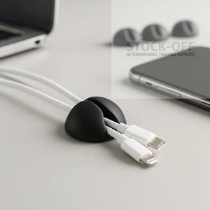 🔌 Organizador de Cabos em Silicone (Pack de 4) – Mesa Sempre Organizada Protech