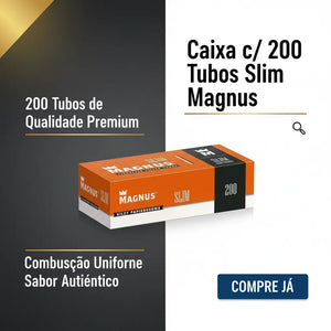 Caixa c/ 200 Tubos Slim Magnus Stock OFF - Melhor Site de Compras Online - Novidades todas as Semanas