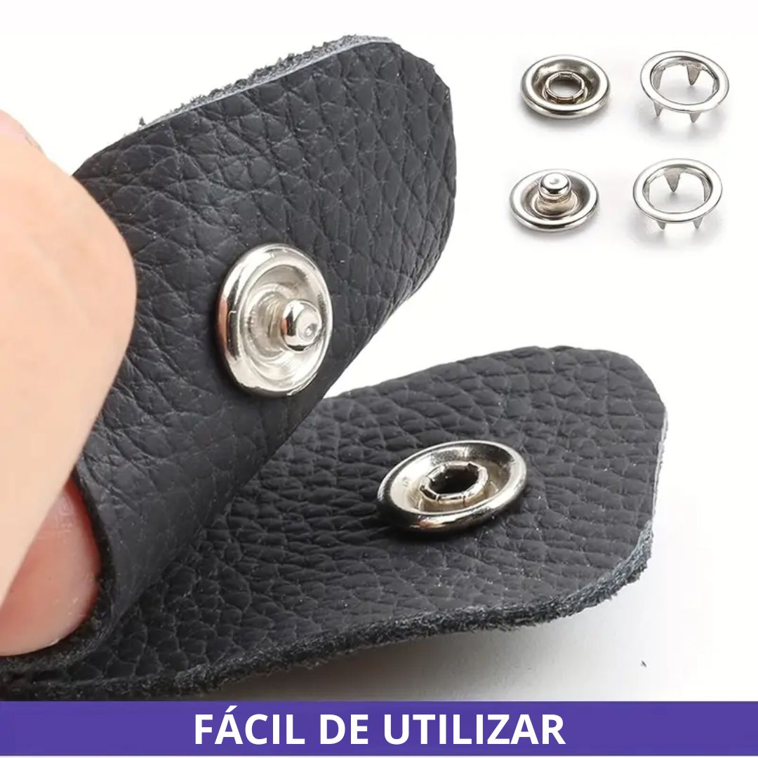 Conjunto de 100 Botões de Pressão com Alicate e Caixa de Armazenamento