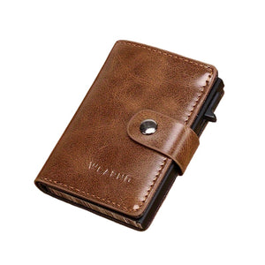 1pc Caixa de Carto de Crdito Automtica Porttil de Estilo Minimalista de Couro PU Marrom para Homens Adequada para Presente de Dia dos Pais Festa de Amigos Aniversrio Presente de Ao de Graas Carteira de Armazenamento de Moedas