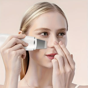 Esfoliante Facial Ergonmico Branco Recarregvel por USB Bateria de Ltio 350mAh Ferramenta de Beleza Sem Fragrncia com Cabea Texturizada para Limpeza Profunda Esfoliao Presente Ideal para Mulheres Cuidados com a Pele do Rosto