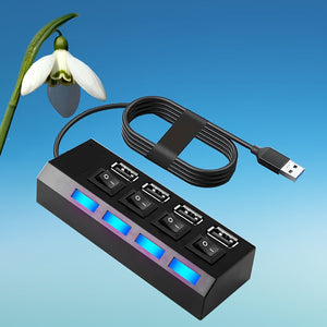 Hub USB 30 de 4 portas acabamento mate em PVC conector macho para macho carregamento rpido de 5V3A com interruptores de energia LED individuais para laptops PCs e pen drives USB