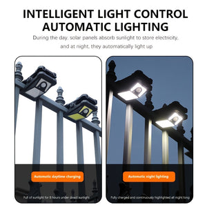 Luz Solar Verstil com Clipe Sensor de Movimento Alimentada por USB e Solar para Jardim Ptio Camping