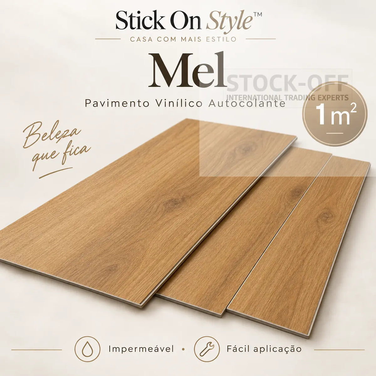 Stick On Style™ Mel · Pavimento Vinílico Autocolante · 1 m²