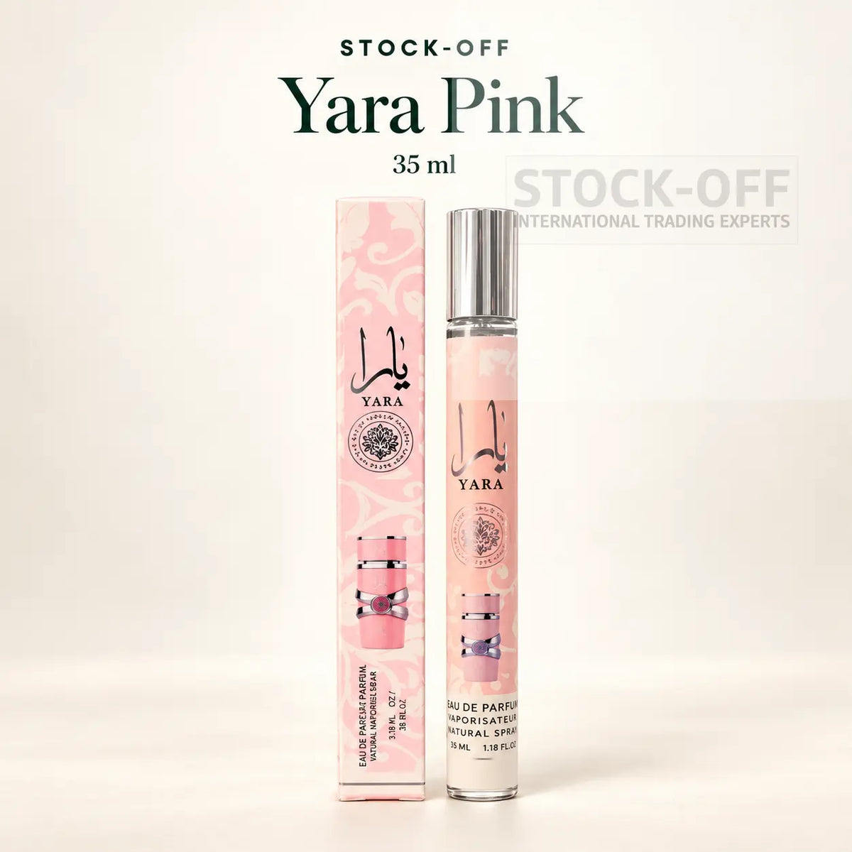 Yara Pink 35 ml — frasco de viagem e caixa, Stock-Off
