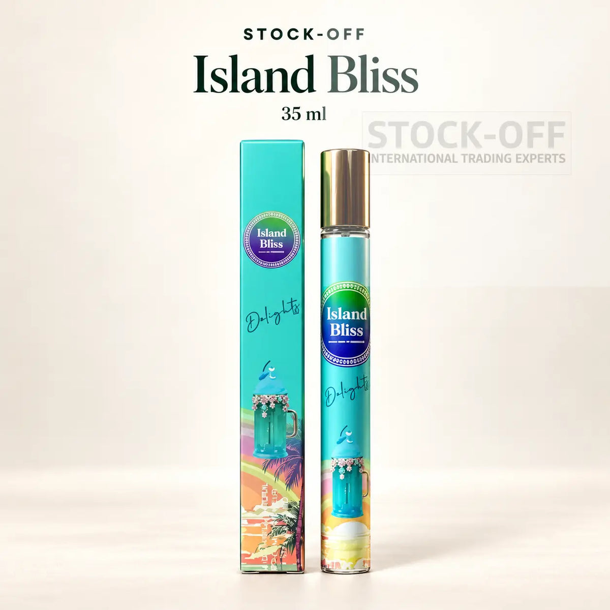 Island Bliss 35 ml — frasco de viagem e caixa, Stock-Off