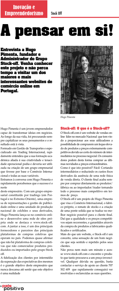 A Pensar em Si: Análise do Modelo de Negócio Stock-Off