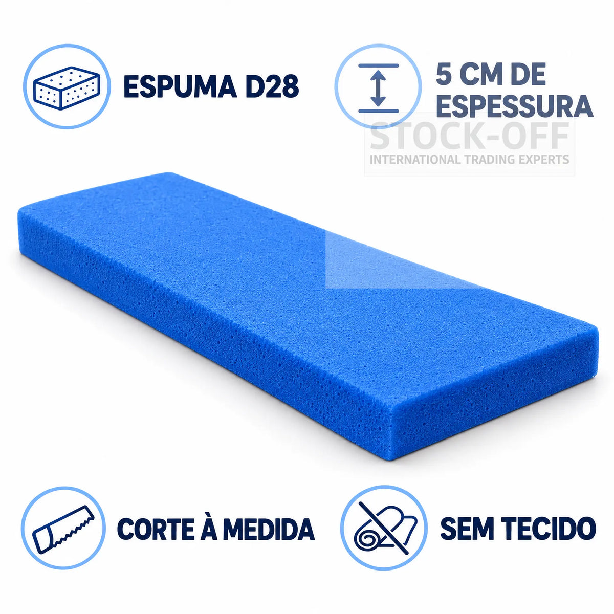 Espuma para Assentos D28 à Medida — 5 cm (Sem Tecido) Stock OFF - Melhor Site de Compras Online - Novidades todas as Semanas