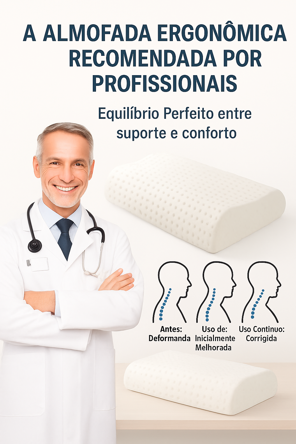 🛏️ Almofada Ortopédica Viscoelástica – Suporte Cervical Premium para Noites Revigorantes! ✨