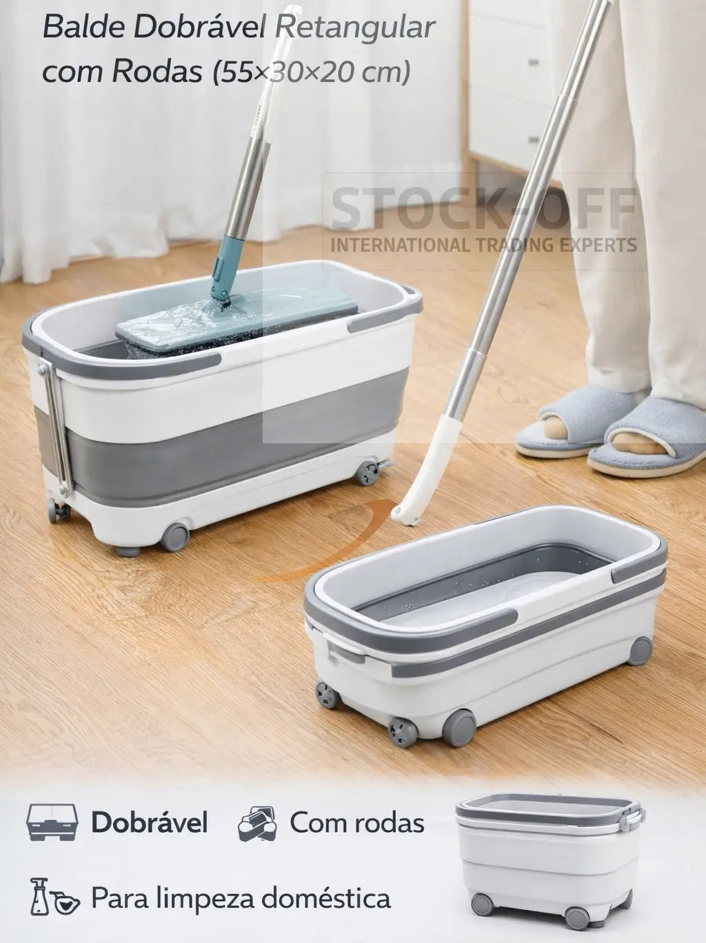 🔥 SUPER DEALS - Balde Dobrável Retangular com Rodas | Testado Porto™ | -70% Stock