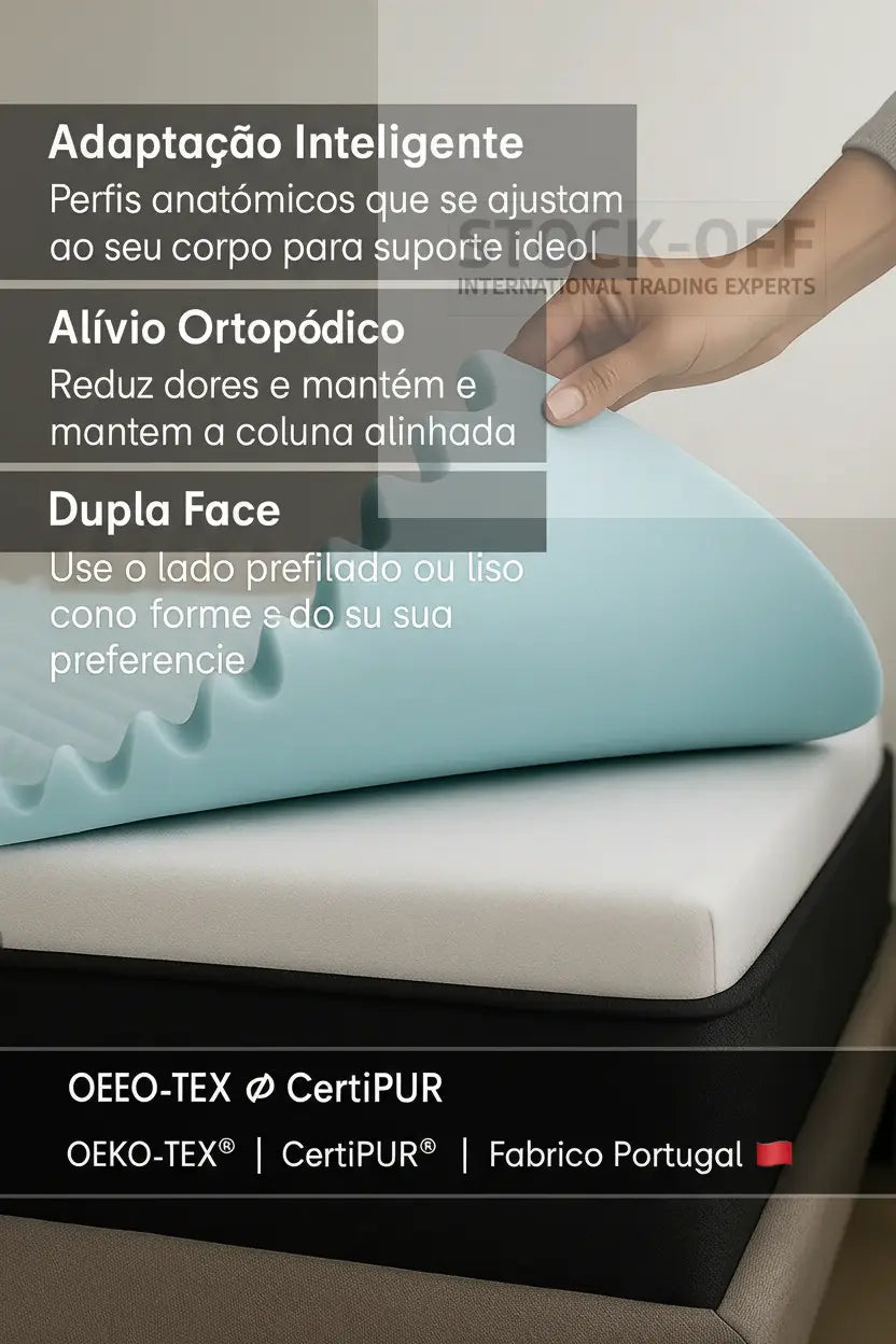 EggFoam Dupla Face - Adaptação Inteligente, Alívio Ortopédico, OEKO-TEX CertiPUR Fabrico Portugal