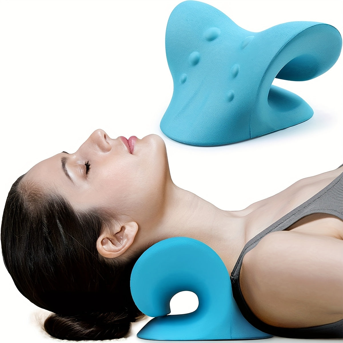 Relaxante de pescoo cervical ergonmico  Dispositivo de trao espinhal de EVA para alinhamento de pescoo e espinha leve firmeza mdia com efeito de massagem para relaxamento e correo de postura presente de Natal ideal travesseiro de suporte de 