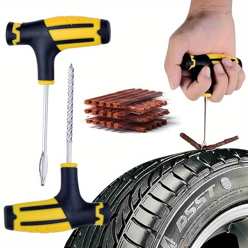 Kit Completo de Reparo de Pneus para Carros e Motos  Ferramentas Fceis para Reparo de Furos e Substituio Construo Metlica