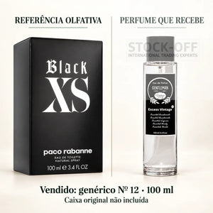 Referência olfativa à esquerda; perfume genérico Nº 12 de 100 ml vendido à direita. Caixa original não incluída.