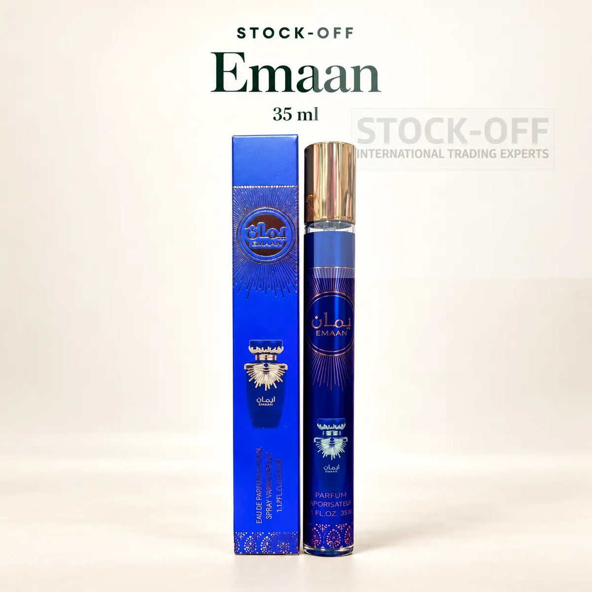 Emaan 35 ml — frasco de viagem e caixa, Stock-Off