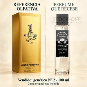 Referência olfativa à esquerda e frasco do perfume genérico Nº 2 de 100 ml vendido à direita. Caixa original não incluída.